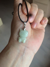 Load image into Gallery viewer, Type A 100% Natural light green jadeite jade cat kitty pendant BG43