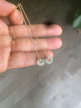 Load image into Gallery viewer, 100% Natural icy watery white/green/brown/purple ring dangling jadeite Jade earring C121
