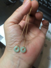 Load image into Gallery viewer, 100% Natural icy watery white/green/brown/purple ring dangling jadeite Jade earring C121