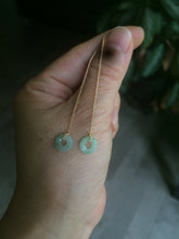 Load image into Gallery viewer, 100% Natural icy watery white/green/brown/purple ring dangling jadeite Jade earring C121