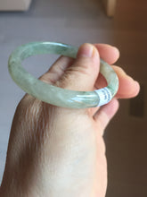 Load image into Gallery viewer, 52mm Certified Type A 100% Natural icy watery light green/dark green/black oval Jadeite bangle PD108-8546