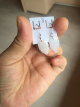 Load image into Gallery viewer, 100% natural type A white purple jadeite jade leaf earring PC25-3
