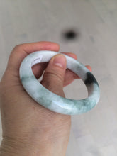 Load image into Gallery viewer, 55.8mm Certificated Type A 100% Natural White purple with green floating flowers Jadeite Jade bangle G110-9502