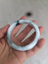 Load image into Gallery viewer, 55.8mm Certificated Type A 100% Natural White purple with green floating flowers Jadeite Jade bangle G110-9502