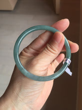 Load image into Gallery viewer, 58.8mm Certified Type A 100% Natural light green/blue/gray Guatemala slim round cut Jadeite bangle BP214-3802