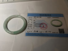 Load image into Gallery viewer, 53.6mm certified 100% natural type A white/sunny green round cut jadeite jade bangle AU38-9812