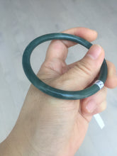 Load image into Gallery viewer, 57mm Certified Type A 100% Natural icy watery deep sea dark green/blue/gray/black slim round cut Guatemala Jadeite bangle AT114-2061