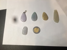 Load image into Gallery viewer, 100% natural icy watery green purple white yellow type A jadeite jade water drop/blessed melon/bamboo pendant necklace group BG45