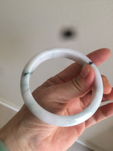 Load image into Gallery viewer, 59.4mm Certificated Type A 100% Natural White purple with green floating flowers Jadeite Jade bangle G110-1-9523