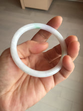 Load image into Gallery viewer, 55mm certified 100% natural white sunny green purple slim round cut jadeite jade bangle BL91-4675