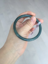 Load image into Gallery viewer, 57mm Certified Type A 100% Natural icy watery deep sea dark green/blue/gray/black slim round cut Guatemala Jadeite bangle AT114-2061