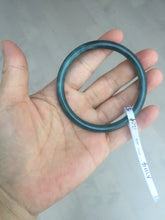 Load image into Gallery viewer, 57mm Certified Type A 100% Natural icy watery deep sea dark green/blue/gray/black slim round cut Guatemala Jadeite bangle AT114-2061