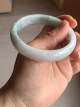 Load image into Gallery viewer, 55.4mm certified Type A 100% Natural light purple with green floating flowers Jadeite Jade bangle AU11-1260