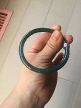 Load image into Gallery viewer, 57mm Certified Type A 100% Natural icy watery deep sea dark green/blue/gray/black slim round cut Guatemala Jadeite bangle AT114-2061