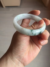 Load image into Gallery viewer, 55.4mm certified Type A 100% Natural light purple with green floating flowers Jadeite Jade bangle AU11-1260