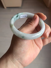 Load image into Gallery viewer, 55.4mm certified Type A 100% Natural light purple with green floating flowers Jadeite Jade bangle AU11-1260