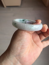 Load image into Gallery viewer, 55.4mm certified Type A 100% Natural light purple with green floating flowers Jadeite Jade bangle AU11-1260