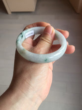 Load image into Gallery viewer, 55.4mm certified Type A 100% Natural light purple with green floating flowers Jadeite Jade bangle AU11-1260