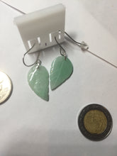 Load image into Gallery viewer, 100% natural type A white sunny green jadeite jade leaf earring PC25-1