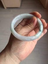 Load image into Gallery viewer, 55.4mm certified Type A 100% Natural light purple with green floating flowers Jadeite Jade bangle AU11-1260