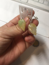 Load image into Gallery viewer, 100% natural type A yellow sunny green(阳绿+黄翡) jadeite jade leaf earring PC25-2