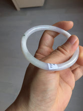 Load image into Gallery viewer, 55.5mm 100% natural Type A icy watery light purple white slim round cut jadeite jade bangle BM106-4527