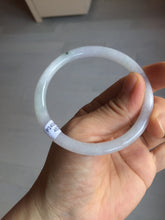 Load image into Gallery viewer, 55.5mm 100% natural Type A icy watery light purple white slim round cut jadeite jade bangle BM106-4527