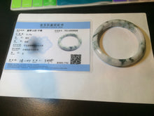 Load image into Gallery viewer, 59.8mm Certificated Type A 100% Natural White purple with green floating flowers Jadeite Jade bangle G110-9508