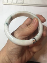 Load image into Gallery viewer, 59.4mm Certificated Type A 100% Natural White purple with green floating flowers Jadeite Jade bangle G110-1-9523