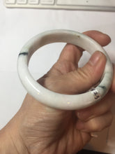 Load image into Gallery viewer, 59.4mm Certificated Type A 100% Natural White purple with green floating flowers Jadeite Jade bangle G110-1-9523