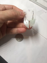 Load image into Gallery viewer, 100% natural type A icy watery light green jadeite jade leaf earring PC25-5