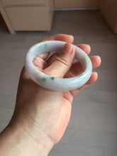 Load image into Gallery viewer, 55.3mm certified Type A 100% Natural light purple with green floating flowers Jadeite Jade bangle AU9-1264