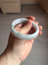 Load image into Gallery viewer, 55.3mm certified Type A 100% Natural light purple with green floating flowers Jadeite Jade bangle AU9-1264
