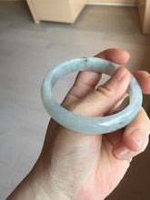 Load image into Gallery viewer, 57.7mm certificated Type A 100% Natural icy watery light green/white with dark green floating flowers Jadeite Jade bangle AD103-5251