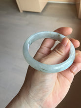 Load image into Gallery viewer, 57.7mm certificated Type A 100% Natural icy watery light green/white with dark green floating flowers Jadeite Jade bangle AD103-5251
