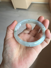 Load image into Gallery viewer, 57.7mm certificated Type A 100% Natural icy watery light green/white with dark green floating flowers Jadeite Jade bangle AD103-5251