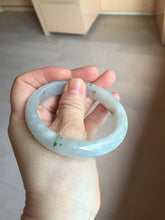 Load image into Gallery viewer, 57.7mm certificated Type A 100% Natural icy watery light green/white with dark green floating flowers Jadeite Jade bangle AD103-5251