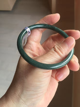Load image into Gallery viewer, 59mm Certified Type A 100% Natural light green/blue/gray Guatemala slim round cut Jadeite bangle BP206-1034