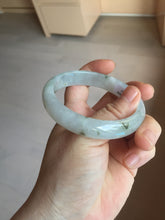 Load image into Gallery viewer, 57.7mm certificated Type A 100% Natural icy watery light green/white with dark green floating flowers Jadeite Jade bangle AD103-5251