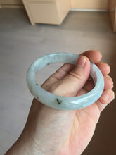 Load image into Gallery viewer, 57.7mm certificated Type A 100% Natural icy watery light green/white with dark green floating flowers Jadeite Jade bangle AD103-5251