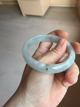 Load image into Gallery viewer, 57.7mm certificated Type A 100% Natural icy watery light green/white with dark green floating flowers Jadeite Jade bangle AD103-5251