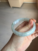 Load image into Gallery viewer, 57.7mm certificated Type A 100% Natural icy watery light green/white with dark green floating flowers Jadeite Jade bangle AD103-5251
