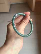Load image into Gallery viewer, 57.3mm Certified Type A 100% Natural light green/blue/gray Guatemala slim round cut Jadeite bangle BP205-1023