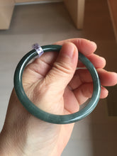 Load image into Gallery viewer, 57.3mm Certified Type A 100% Natural light green/blue/gray Guatemala slim round cut Jadeite bangle BP204-1007