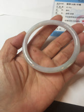 Load image into Gallery viewer, 56.8mm certified Type A 100% Natural light green/white/purple slim round cut Jadeite Jade bangle E135-3951