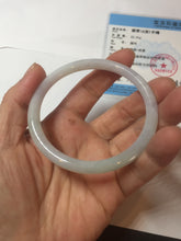 Load image into Gallery viewer, 56.8mm certified Type A 100% Natural light green/white/purple slim round cut Jadeite Jade bangle E135-3951