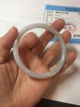 Load image into Gallery viewer, 56.8mm certified Type A 100% Natural light green/white/purple slim round cut Jadeite Jade bangle E135-3951