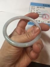 Load image into Gallery viewer, 56.8mm certified Type A 100% Natural light green/white/purple slim round cut Jadeite Jade bangle E135-3951