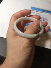 Load image into Gallery viewer, 50.2mm Certified Type A 100% Natural white with floating flowers/purple Jadeite Jade bangle BL92-4677