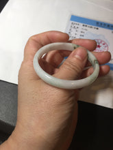 Load image into Gallery viewer, 50.2mm Certified Type A 100% Natural white with floating flowers/purple Jadeite Jade bangle BL92-4677